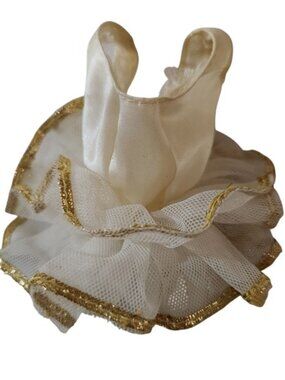 1960/70 Barbie‎ ballerina White Tutu Gold Trim Fancy Party Outfit Accessory